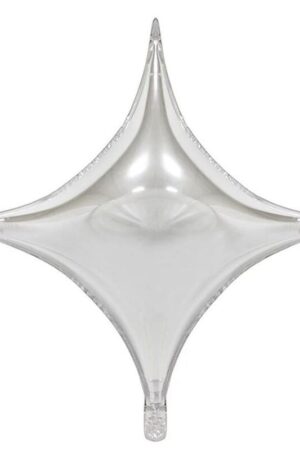 Balon foliowy gwiazda 26 cali czteroramienna srebrna