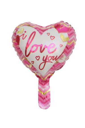 Balon foliowy serce 10cali różowe 20szt + patyczki Walentynki