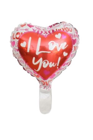 Balon foliowy serce 10cali czerwone 20szt + patyczki Walentynki