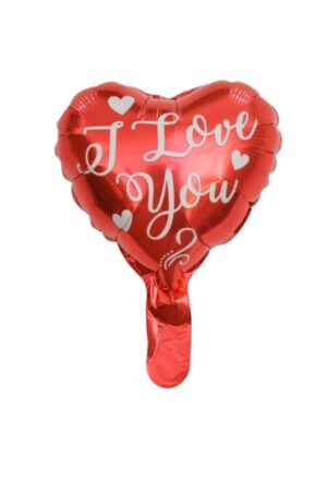 Balon foliowy serce 10cali czerwone 20szt + patyczki Walentynki