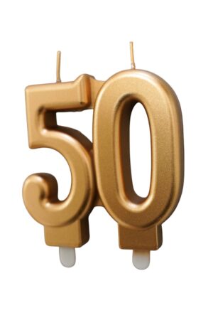 Świeczka złota cyfra 50