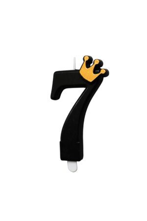 Świeczka czarna z koroną złotą cyfra 7