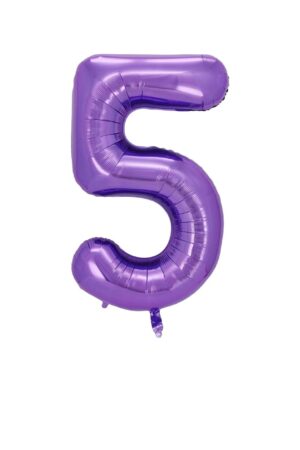 Balon foliowy cyfra 5 fioletowa, 40 cali