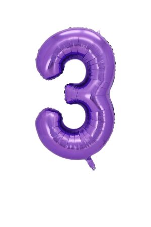 Balon foliowy cyfra 3 fioletowa, 40 cali