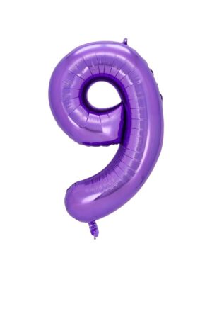 Balon foliowy cyfra 9 fioletowa, 40 cali
