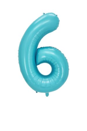 Balon foliowy cyfra 6 niebieska, 40 cali