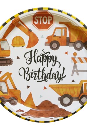 Talerzyki papierowe Maszyny Budowlane 6szt,9cali