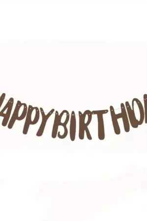 Baner Happy Birthday brązowy boho