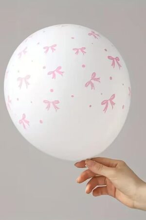 Balon lateksowy 12cali biały w kokardki 100szt