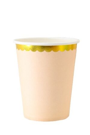 Kubeczki papierowe beżowe ze złotą obwódką, 6szt