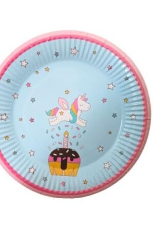 Talerzyki papierowe Jednorożec Unicorn 7cali 6szt