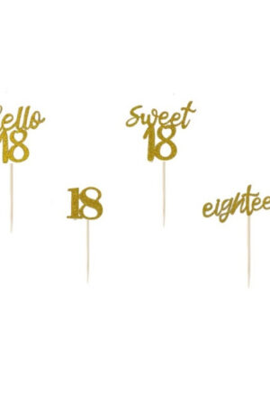 Topper na ciasto, tort pikery na 18 urodziny ,4szt