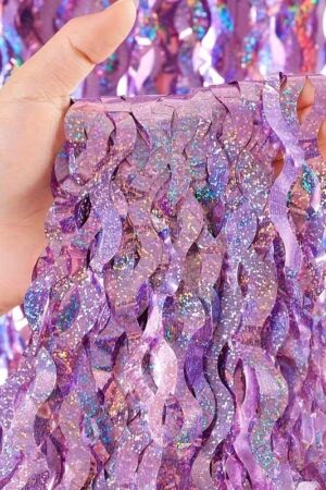 Kurtyna imprezowa paskowa różówa , holograficzna fala 100x200cm