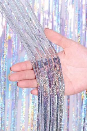 Kurtyna imprezowa srebrna holograficzna 100x200cm