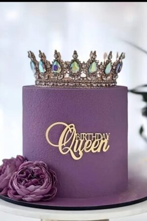 Topper na tort Birthday Queen złoty