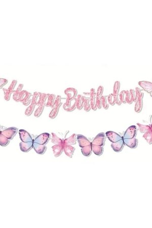 Baner motyl Happy Birthday motyle