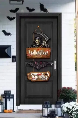 Naklejka baner na drzwi Halloween Nietoperz