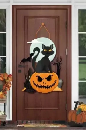 Naklejka na drzwi Halloween Kot