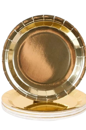 Talerzyki papierowe stare złoto, szampański 6szt