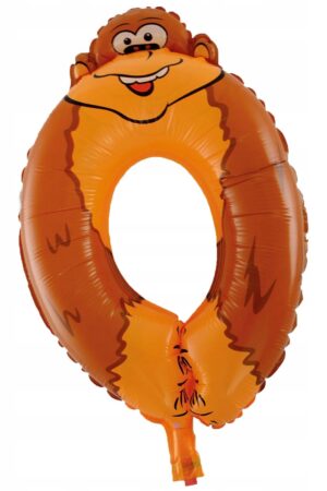 Balon foliowy cyfra 0 zwierzaki 16 cali