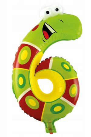 Balon foliowy cyfra 6 zwierzaki 16 cali