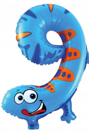 Balon foliowy cyfra 9 zwierzaki 16 cali