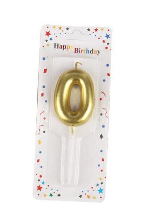 Świeczka cyfra 0 , złota