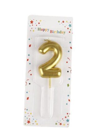 Świeczka cyfra 2 , złota