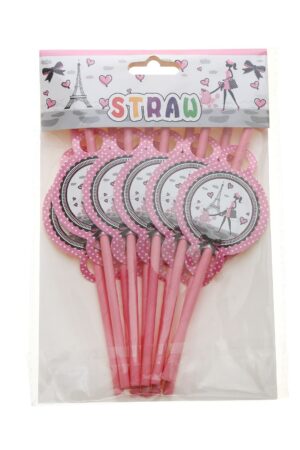 Słomki Paryż różowe 6szt