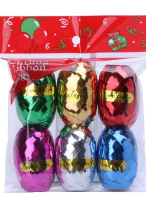 Wstążka plastikowa błyszcząca mix kolor 10m, 6szt