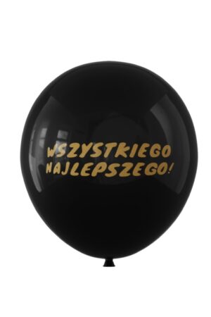 Balon lateksowy czarny ze złotym napisem Wszystkiego Najlepszego,12cali 100szt