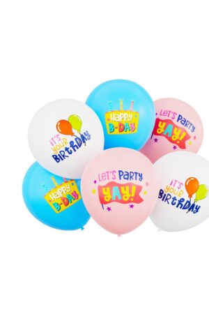 Balon lateksowy Happy Birthday B-Day, 12 cali 6szt