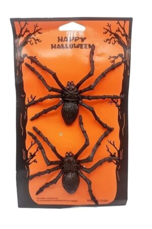 Dekoracja Halloween Pająk duży 2szt gumowy 10x12cm