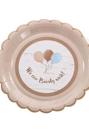 Talerzyki papierowe bezowe miś 7cali 6szt