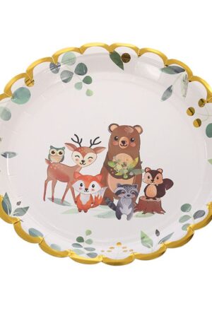 Talerzyki papierowe Zwierzątka Leśne 9cali 6szt