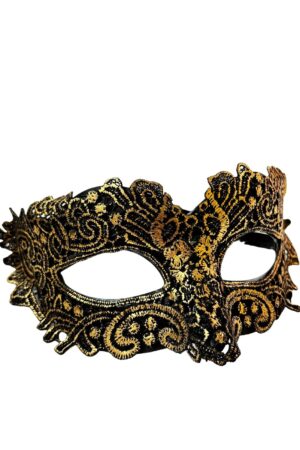Maska wenecka karnawałowa złoto czarna