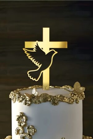 Topper na tort Pierwsza Komunia Święta Chrzest Gołąb 1szt