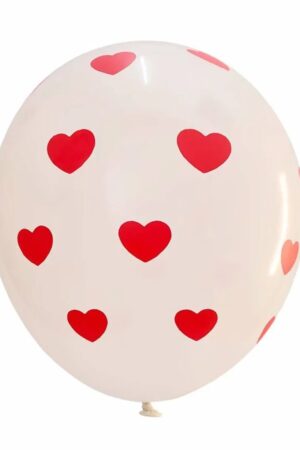 Balon lateksowy 12cali biały w serca 100szt