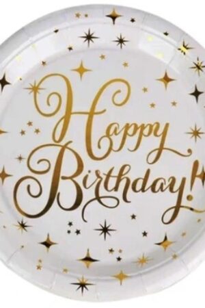 Talerzyki papierowe Happy Birthday 7cali 6szt