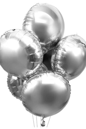 Balon foliowy okrągły kula 18 cali srebrny 50szt