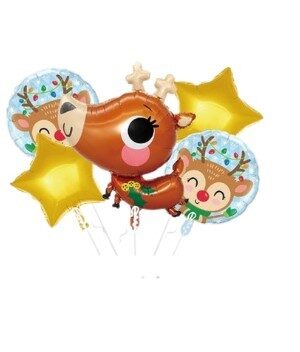 Balon foliowy Merry Christams Święta Jelonek 5szt