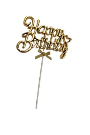 Topper na tort Happy Birthday złoty