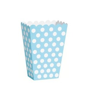 Pudełka na popcorn błękitny w grochy 6szt