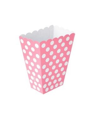 Pudełka na popcorn różowy w grochy 6szt