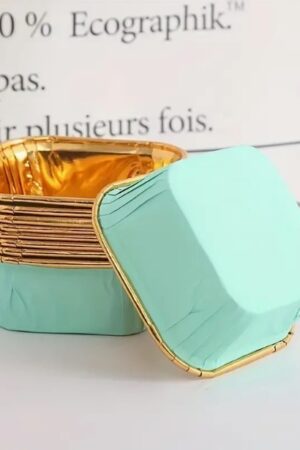 Foremki do babeczek 20szt miętowo złote