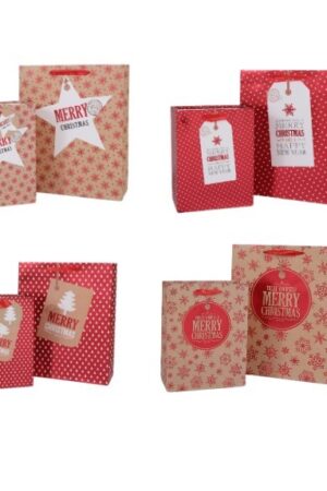 Torebki na prezenty Merry Christmas 12szt mix rozm. xs