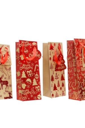Torebki na wino Merry Christmas 12szt mix