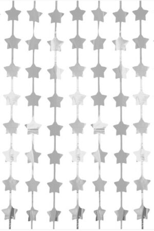 Kurtyna imprezowa gwiazdy srebrna 100x200cm