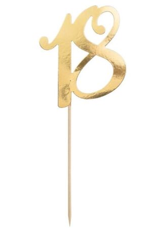 Topper na tort 18 urodziny , złoty