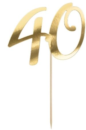 Topper na tort 40 urodziny , złoty